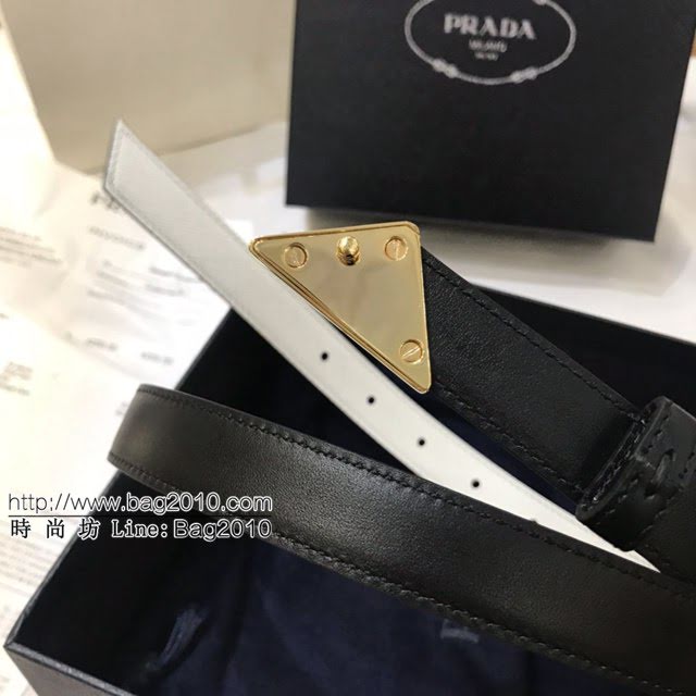 PRADA女士皮帶 普拉達經典塗琺瑯三角形腰帶  jjp2019